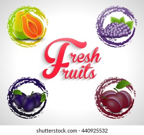 Fresh Fruits Icons.Vector