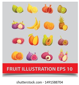 Fresh fruits illustration set collection eps 10