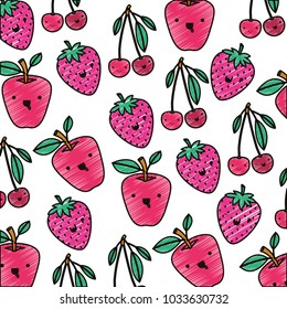 fresh fruits with leafs pattern