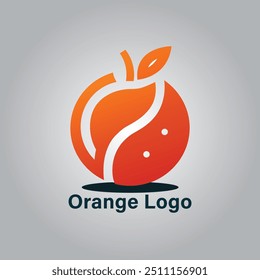 Design de logotipo de frutas frescas e modelo de ícone de frutas, logotipos coloridos, frutas para os desenhos de logotipo do corpo Fruta laranja com logotipo de folha. Gradiente de suco de laranja fresco modelo de logotipo círculo laranja fruta