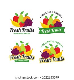 Fresh Fruits Logo Design Vector Set