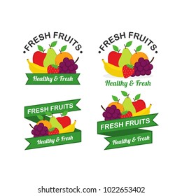 Fresh Fruits Logo Design Vector Set