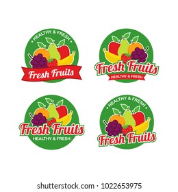 Fresh Fruits Logo Design Vector Set