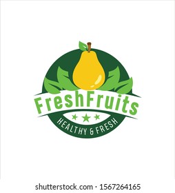 Fresh Fruits Logo Template . organic Fruit Logo Design . Pear logo design inspiration Vector