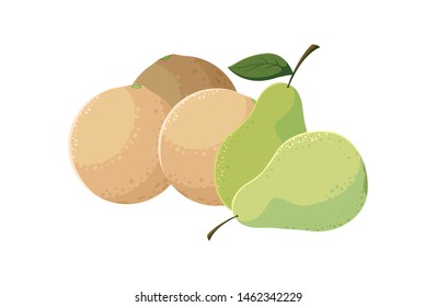 fresh fruits pears and melon