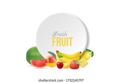 fresh fruits realistic vector in white background