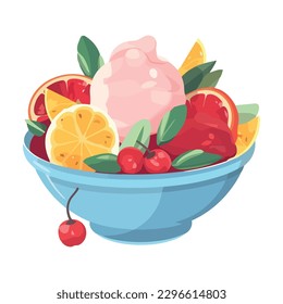 Fresh fruits salad ripe juicy icon isolated