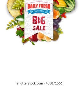 Fresh Fruits with sales banner.vector