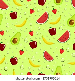 Fresh Fruits seamless pattern vector illustration