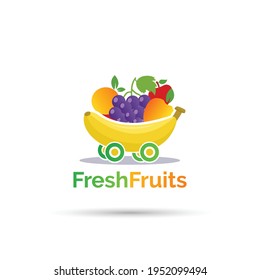 Fresh Fruits shop vector logo design  - Fruits logo design Fresh, original and full vector design. It is high resolution, editable and printable.