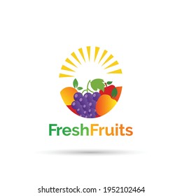 Fresh Fruits shop vector logo design  - Fruits logo design Fresh, original and full vector design. It is high resolution, editable and printable.