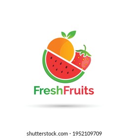 Fresh Fruits shop vector logo design  - Fruits logo design Fresh, original and full vector design. It is high resolution, editable and printable.