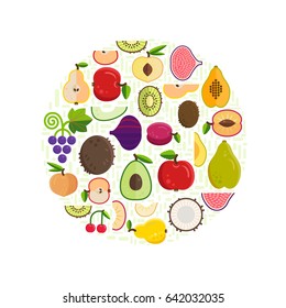  Fresh Fruits Vector Collection. Bright and positive. Easy to edit. Illustration of Healthy eating 