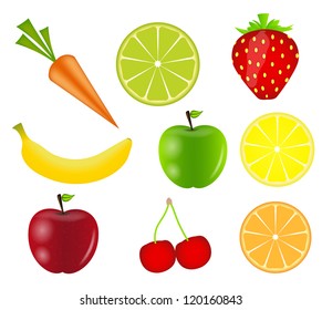 fresh fruits vector illustration