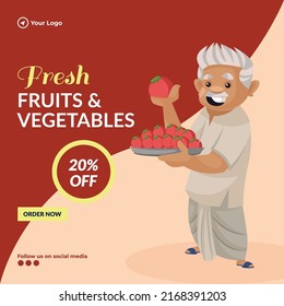 Fresh fruits and vegetables banner design template.