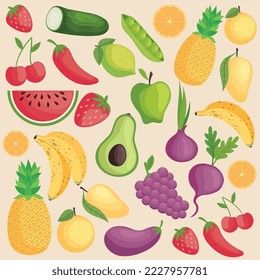 fresh fruits and vegetables pattern