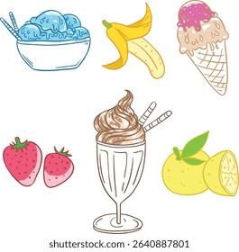 fresh fuits and sweet ice cream