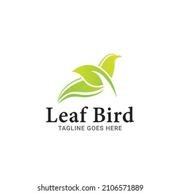 Fresh fun nature leaf bird logo icon vector template on white background.