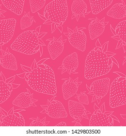 Fresh and Fun summer fruit. Vector pink background with white strawberries in a seamless pattern. Perfect for fabrics, notebooks, scrapbooking, wallpaper, gift wrap and so much more. 