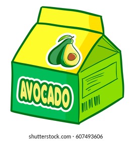 Fresh and funny avocado milk in a box - vector.