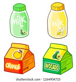 Fresh and funny milk packaging set - vector.