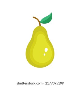 Fresh garden pear fruit vector color icon. EPS 10. Summer fruits illustration. Vegetarian menu. Vegan, healthy food. Can be used for topics like freshness, detox, nutrition, restaurant, market.