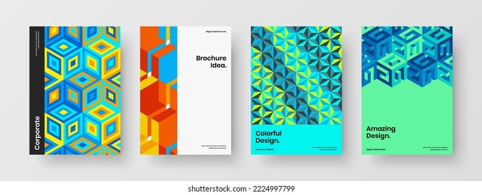 Fresh geometric hexagons banner concept composition. Amazing catalog cover design vector layout bundle.