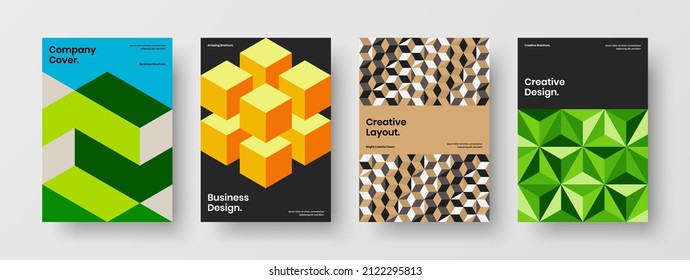 Fresh geometric hexagons corporate cover layout set. Isolated company identity vector design concept collection.