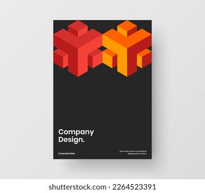 Fresh geometric hexagons leaflet illustration. Amazing postcard A4 design vector layout.