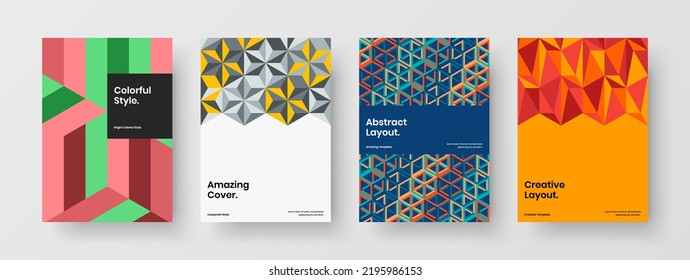 Colección de diseño de rótulos de hexagones geométricos frescos. Composición de concepto vectorial de diseño A4 de la cubierta de catálogo multicolor.