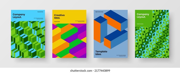 Fresh geometric hexagons presentation concept bundle. Isolated catalog cover vector design illustration collection.