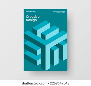 Fresh geometric hexagons presentation illustration. Vivid magazine cover A4 design vector template.