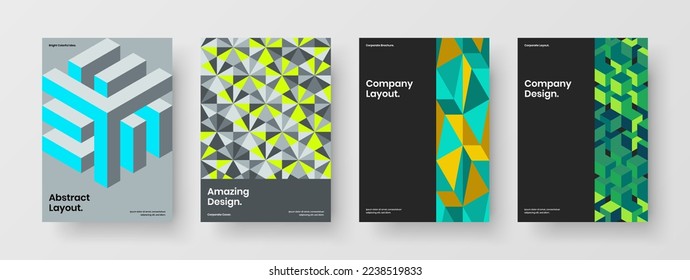 Composición de la ilustración de la portada del libro de patrones geométricos frescos. Conjunto de plantillas de diseño de vectores de la página principal A4.