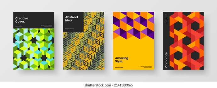 Composición de diseño de identidad corporativa de patrones geométricos frescos. Colección de plantillas de diseño de vectores de página frontal multicolor.