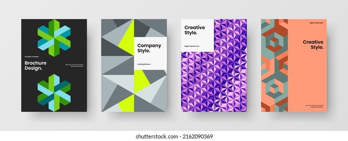 Paquete de plantilla de portada de diario de patrones geométricos frescos. Moderna composición de vector de diseño de la lista de mano A4.