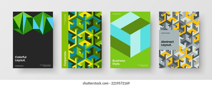 Frische geometrische Musterkollektion für die Cover-Konzeption. Modernes Booklet A4 Design Vektorgrafik-Bundle.