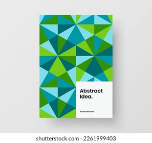 Fresh geometric pattern magazine cover layout. Original corporate brochure A4 vector design illustration.