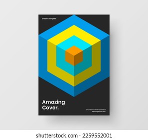 Fresh geometric pattern poster illustration. Vivid company brochure A4 vector design template.