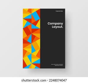 Fresh geometric tiles book cover illustration. Trendy booklet A4 vector design concept.