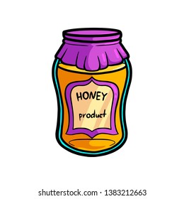 Fresh glass jar of honey product, from lovely grandpa
