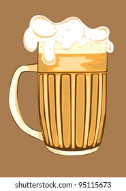 Fresh gold beer in glass mug.
