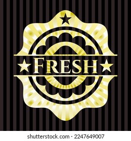 Fresh gold shiny badge. Vector Illustration. Detailed. 