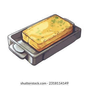 Fresh gourmet bread on plate, healthy eating icon isolated