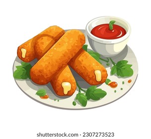 Fresh gourmet cheese sticks snack icon isolated