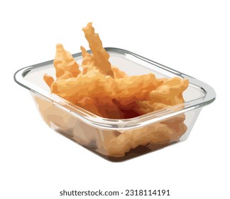 Fresh gourmet meal in container, healthy eating icon isolated