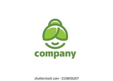 fresh grandma logo with a combination of a smiling grandmother's face and green leaves.