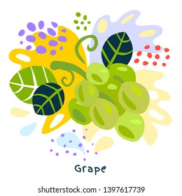 Fresh grape berry berries fruits juice splash organic food juicy grapes splatter on abstract background vector hand drawn illustrations
