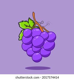 Fresh grape fruit cartoon illustration design for restaurant menu, icon, background or social media tamplate. A simple  flat cartoon style Free Vector 