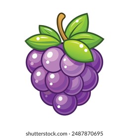 Fresh grape fruit cartoon illustration design for restaurant menu, icon, background or social media template