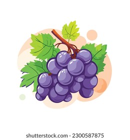 fresh grape fruit cartoon logo for children cute vector illustration